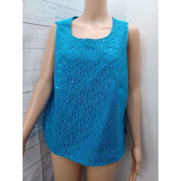 Giovanna 3 Pcs Blazer Jacket Skirt Top Suit Set Beaded Lace Blue Sz 14 - Picture 6 of 7